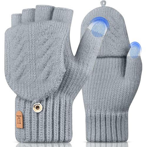 Winter Gloves Fingerless Gloves Convertible Half Finger Mittens Warm Touch Screen Mittens Knitted Driving Sport Bike Ski Run For Men And Women"".[J194]