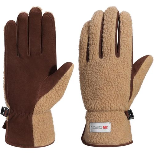Women Leather Gloves Sheepskin Ski Gloves Fleece Lined And Insulation For Winter Sl021eu"".[J697]