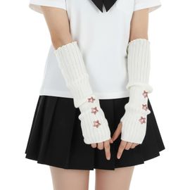 Y2k Manchettes Pour Femme, Gants D'hiver Tricotés, Sans Doigts, Manchons Punk Gothique, Motif Étoile Mignon, Gants Longs Sans Doigts, Pour Femmes Et Filles, En Automne Et En Hiver