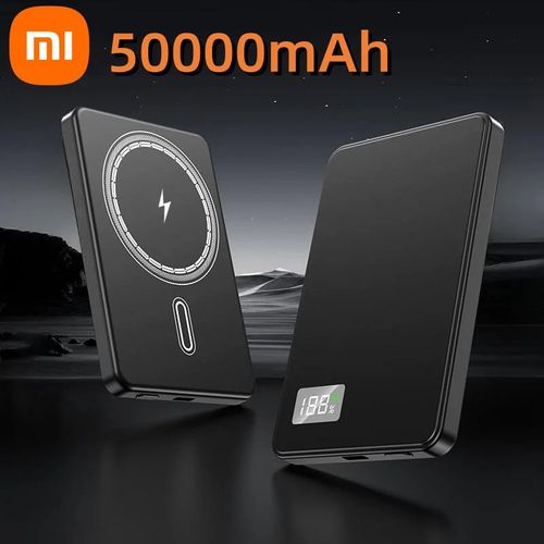 (Black 50000mah) Xiaomi Mijia 50000mah Batterie Externe Ultra Mince Pour Magsafe Magnétique Sans Fil Charge Rapide Batterie Portable Pour Iphone Xiaomi Nouveau