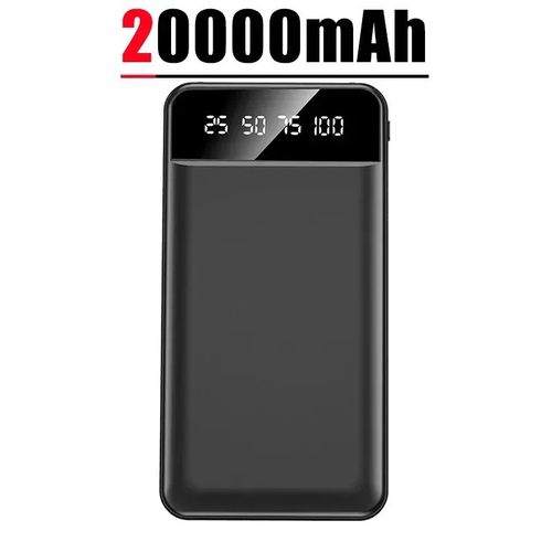 (Black 20000mah) Batterie Externe Portable 50000mah, Intelligence De Charge, Affichage Numérique, Touriste, Usb, Chauffage Rapide, Glajacket