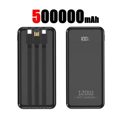 (Black 50000mah) Oneplus 200000mah Grande Capacité Charge Ultra Rapide Batterie Externe Mobile Pratique 120w Intégré Trois Fils Adapté Pour Iphonei