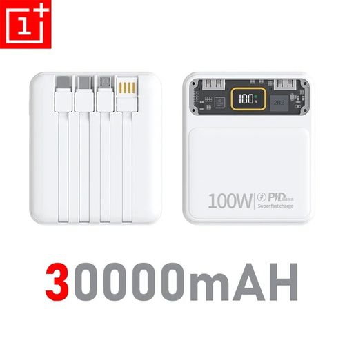 (White 30000mah) Oneplus 20000mah Batterie Externe Portable 100w Charge Ultra Rapide Led Affichage Numérique Mini Powerbank Pour Iphone 16 15 Samsung Xiaomi