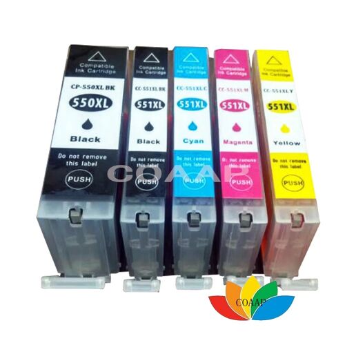 (5PK--BK KCMY) PGI-550 CLI-551 PGI550 CLI551 XL Cartouche D'encre pour IL PIXMA MG5450 MG5550 MG5650 MG5655 MG6350 MG6450 MG6650 MG7150 MG7550