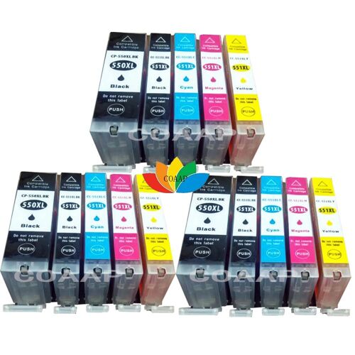 (15PK--3BK KCMY) PGI-550 CLI-551 PGI550 CLI551 XL Cartouche D'encre pour IL PIXMA MG5450 MG5550 MG5650 MG5655 MG6350 MG6450 MG6650 MG7150 MG7550