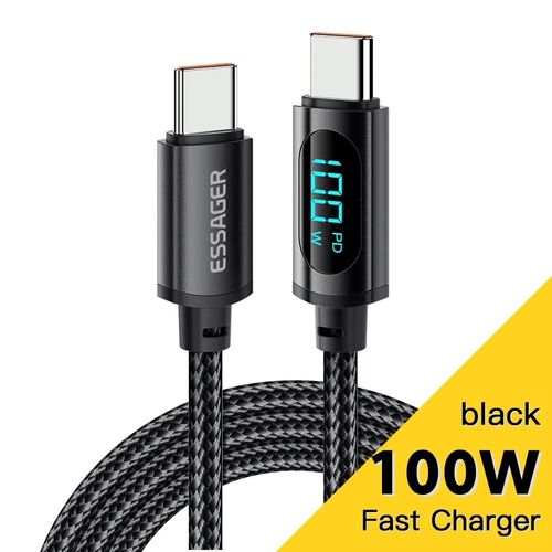 (2m¿100W C- C Black) Es r-Câble de charge rapide de type C vers type C, 100W, PD, chargeur USB C vers USB C, câble d'affichage, Xiaomi, POCO F3, Realme, Macbook, iPad