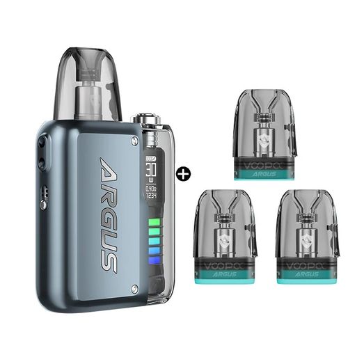(Kit and 0.4ohm Pod¿Titanium Gray) Kit VOOPOO Argus P2 30W Vape 1100mAh batterie + 3 pièces Extra 2ML ARGUS cartouche de remplis supérieure V2 0.4/0.7ohm Option de Cigarette électronique