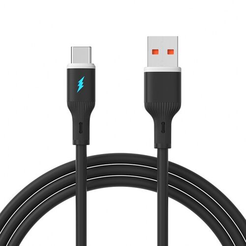 Câble de Charge Rapide USB Type-C 66W pour Téléphones Mobiles - Cordon de Données en Silicone Le noir