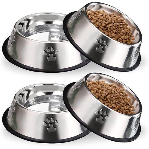 Gamelle Pour Chat En Acier Inoxydable Avec Base En Caoutchouc, Plateau Pour Chat En Métal Empilable, Gamelle Pour Nourriture Et Eau Pour Chiens, Plateau Pour Chat En Acier Antidérapant, Chat De Petite Et Moyenne Taille F