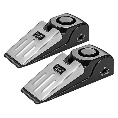 Lot de 2 butées de porte avec alarme, butée de porte avec caoutchouc antidérapant et alarme, cale d'alarme pour porte de 120 dB