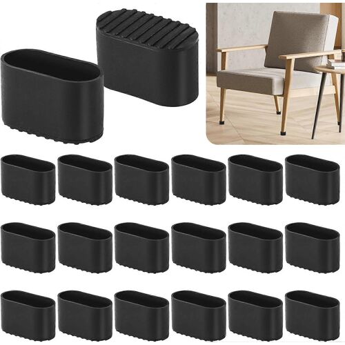 Lot De 20 Embouts Ovales Pour Pieds De Chaise - 40 X 20 Mm - Pour Chaises De Jardin, Extérieur - Plastique - Noir