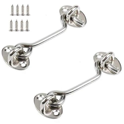 pièces - Loquet de porte - Avec vis - Serrure de fenêtre - pour hangars, garages, granges, portes coulissantes - argent - Retenues de fenêtre - Crochets de fenêtre - 100*36mm - St