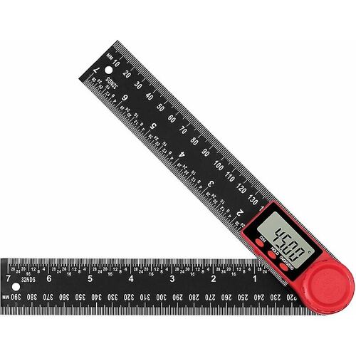 1 rapporteur d'angle numérique à double échelle 360 degrés, règle d'angle de 200 mm avec écran LCD et fonction de verrouillage, rapporteur pour l'ingénierie, le travail du bois,