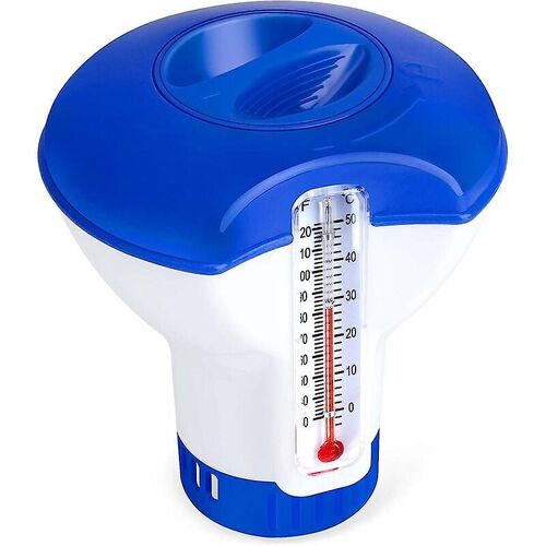 Diffuseur de chlore pour piscine et spa avec thermomètre, doseur de chlore automatique, distributeur de produits chimiques flottant de 5 pouces pour piscine, spa, jacuzzi intérieur