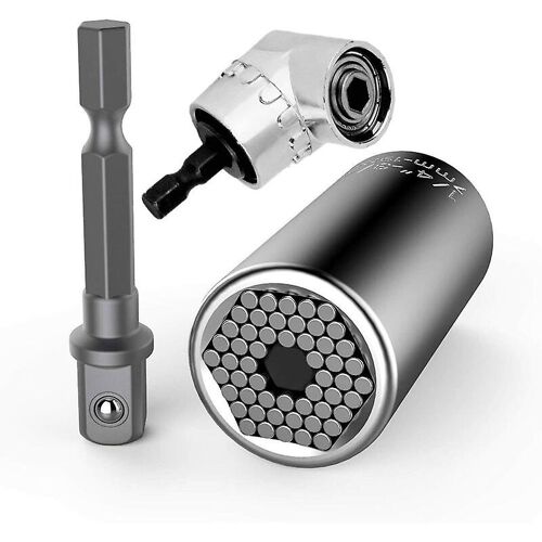 Clé à douille universelle, clé à écrou universelle, clé à douille universelle 7-19 mm, outils à main multifonctions avec tournevis à 105°, adaptateur de fixation, réparation