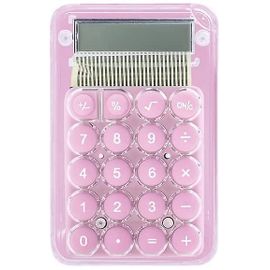 Mini calculatrice mignonne Kawaii, calculatrice transparente, calculatrice de poche portable pour étudiants et enfants (rose)