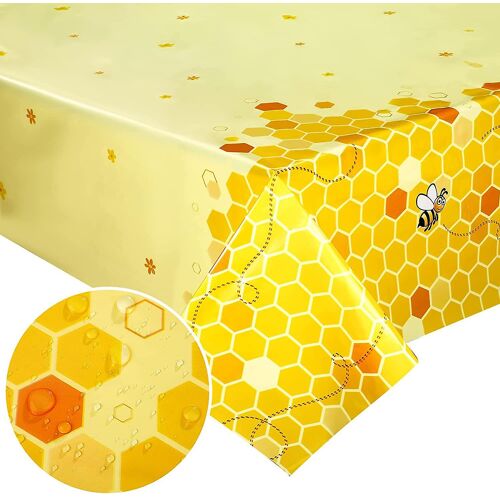 Lot de 3 nappes abeilles, pour anniversaire d'enfant, baby shower, décorations de révélation du sexe du bourdon (54 x 108 po)