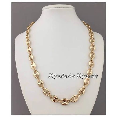 Chaîne En Plaqué Or - Bijouxia - Grain De Café - Largeur 10mm - Longueur 50cm - Poids 73g