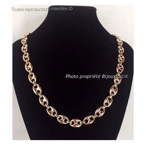 Chaîne - Bijouxia - Grain De Café Bombé - Plaqué Or 18 Carats - 60cm - 1cm