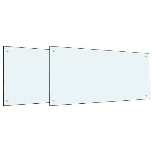 vidaXL Protection de cuisine 2 pcs Blanc 100 x 50 cm verre trempé