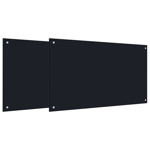 vidaXL Protection de cuisine 2 pcs Noir 100 x 60 cm verre trempé