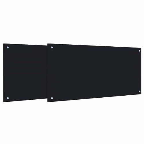 Vidaxl Protection De Cuisine 2 Pcs Noir 100 X 50 Cm Verre Trempé