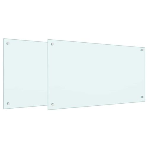 vidaXL Protection de cuisine 2 pcs Blanc 90 x 50 cm verre trempé