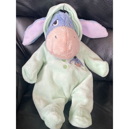 PELUCHE ÂNE BOURRIQUET DISNEY PYJAMA VERT CAPUCHE 38 CM