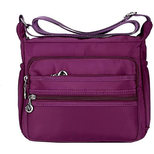 Sac à main léger femme - Nylon violet - Bandoulière réglable - Fourre-tout compact