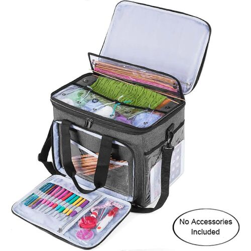 Sac rangement pour laine - Transport tricot et crochet - Poches accessoires - Organisation créative
