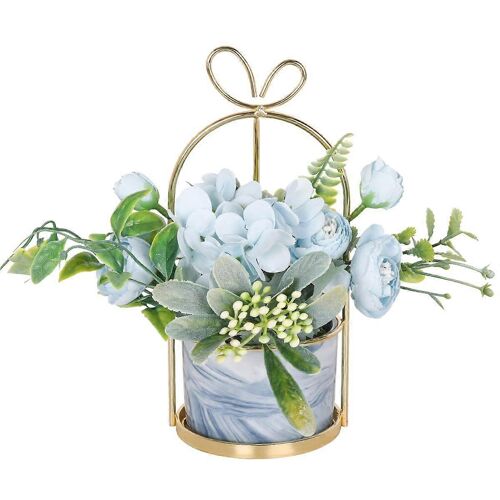 Fleurs artificielles soie avec vase - Hortensias et chrysanthèmes - Décoration mariage et maison