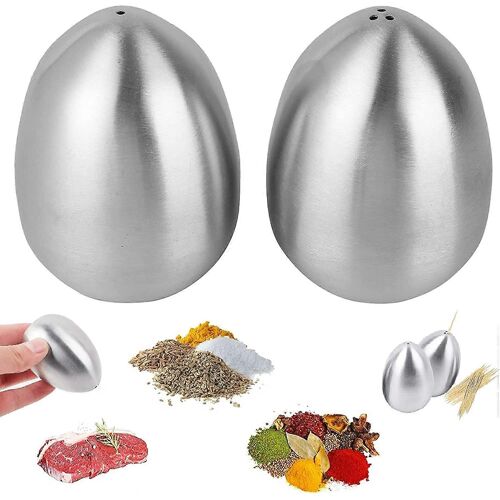 Pots Épices Acier Inoxydable - Lot De 2 - Forme ?uf - Poivrière Et Salière