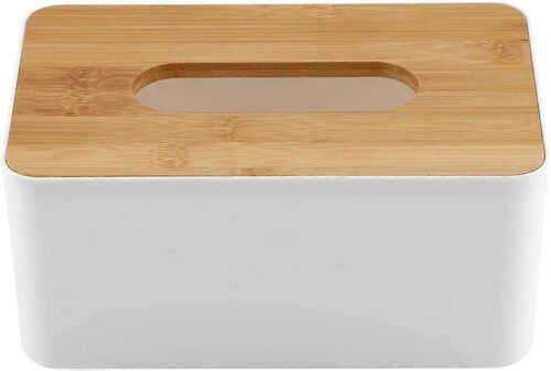 Boîte mouchoirs bambou couvercle amovible - Plastique durable - Rangement élégant