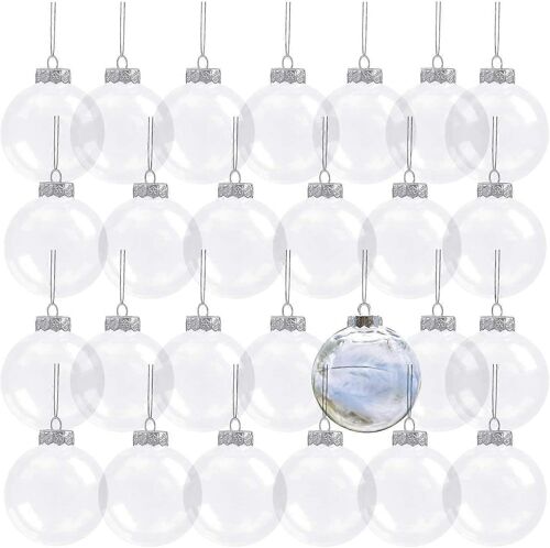 Boules décoratives plastique 8cm - Lot 32 remplissage DIY - Noël mariage