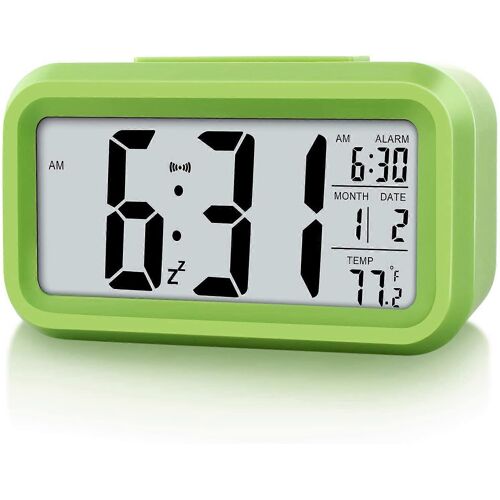 Réveil numérique enfants piles - Veilleuse snooze facile - Vert