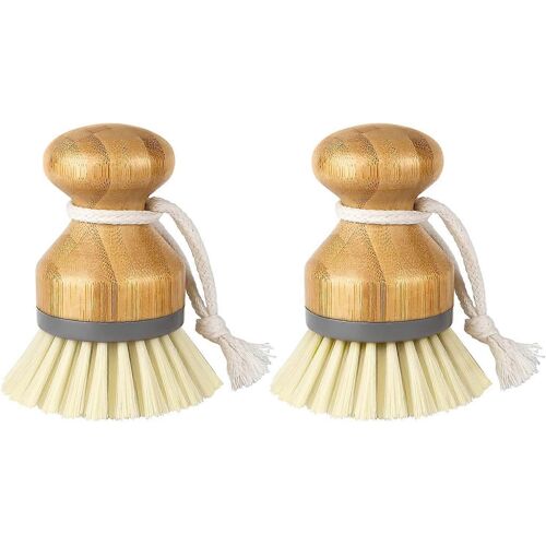 Brosse récurer bambou vaisselle - Lot 2 casseroles éviers - Naturelle