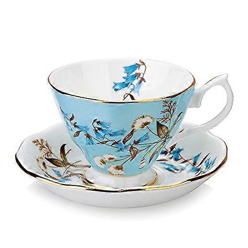 Coffret Cadeau Vintage En Porcelaine Fine - Tasse À Thé, Cuillère Et Soucoupe - Garniture Dorée - Décoration De Table Raffinée