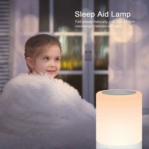 Lampe de Chevet avec Haut-Parleur Bluetooth - Capteur Tactile - Réveil / FM / Radio