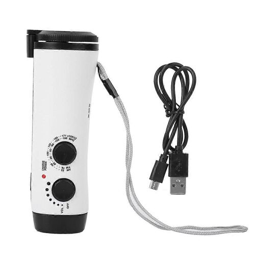 Lampe de Poche Multifonction à Manivelle - LED d'Urgence - Chargeur de Téléphone - Blanc