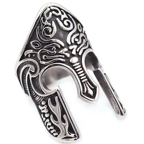 Bague De Motard En Acier Inoxydable - Style Casque Gladiateur Spartiate - Symbole De Pouvoir - Pour Homme