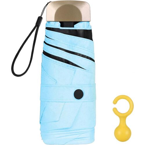 Mini Parapluie De Poche - Poignée Dorée - Tissu Caoutchouc 210t - 6 Baleines Aluminium