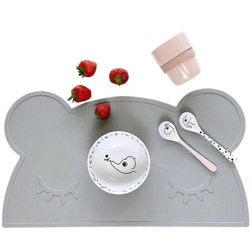 Set De Table Silicone Imperméable - Tapis De Jeu Mobile - Nettoyage Facile - Couleur Gris
