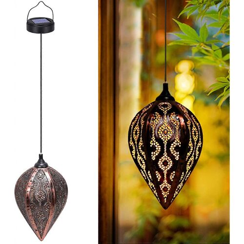 Lanterne Solaire D'extérieur - Led Étanche Ip44 - Pour Jardin, Pelouse, Noël - Marron