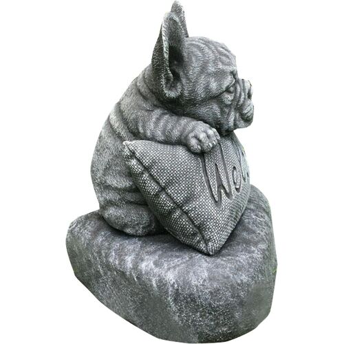 Statue bouledogue français résine - Sculpture jardin - Porche décoration