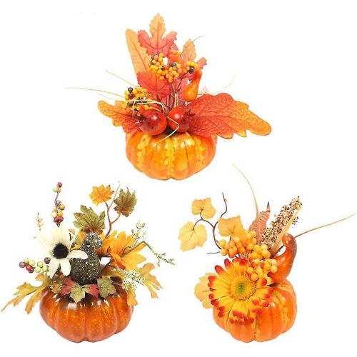 Décoration table Halloween - Lot 3 citrouilles artificielles - Automne