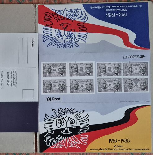 Lot De Timbres Neufs, Coopération France-Allemagne (Rfa) De Gaule - Adenauer, Émission Conjointe 2 Blocs De 4 Timbres France N°2501 Et Rfa N°1183 Côte 18 Euros