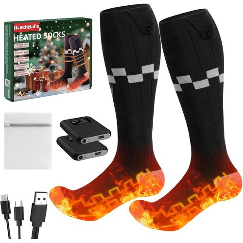 Chaussettes Chauffantes 2 Batteries Intégrées 7500mah/5v Heated Socks 4 Températures Chaussette Chauffante Homme Et Femme 14 Heures Chaussettes Chauffantes Électriques Pour Skiing Camping