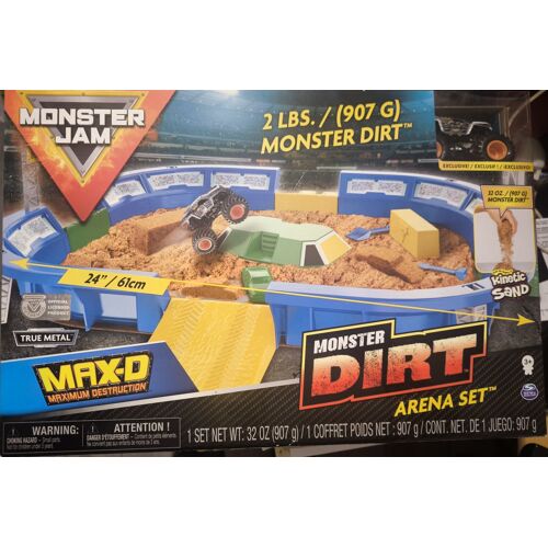 Monster Jam, Monster Dirt Arena 24-inch Playset with 2lbs of Monster Dirt and Exclusive 1:64 Scale Die-Cast Monster Jam Truck