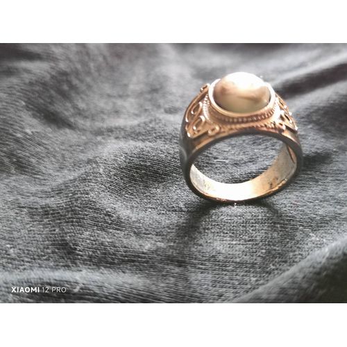 Ancienne Chevalière Argent 925 Et Nacré