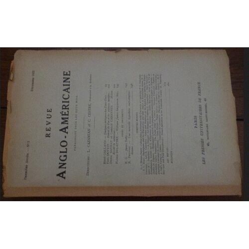 Revue Anglo-Americaine, N°2, Décembre 1923 Première Année